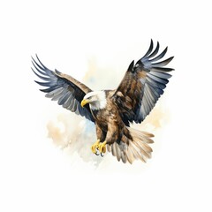 Obraz premium AI-generated illustration of A watercolor of a bald eagle