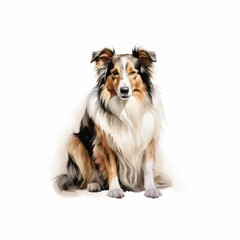 a drawing of a dog in an image on white background
