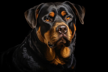a dog with a black background and a brown nose