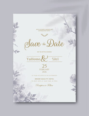 Naklejka na ściany i meble single sided wedding invitation design template with flower watercolor