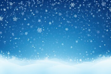 Winter Snow Background on Blue Backdrop - Magic White Snowfall Texture, ai generated