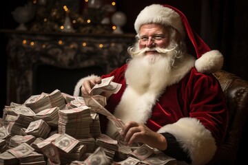 Santa Claus Rally Wall Street Optimism Winter Bull Market Merry Christmas Rising Stock Market Wealthy Rich Money Flying Rocketing Surging Stock Price FOMO Happy Seasonal Happiness Dancing Cheering