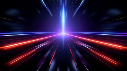 Abstract futuristic neon glowing lamps in dark corridor, Technology background