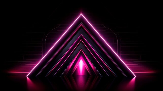 Abstract futuristic neon glowing lamps in dark corridor, Technology background © AITTHIPHONG