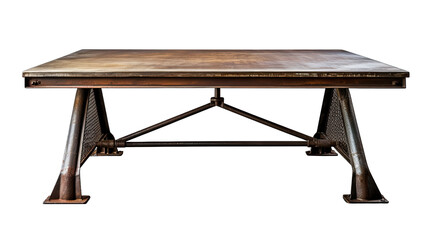 Industrial Steel Work Table Isolated on Transparent or White Background, PNG