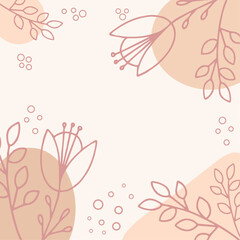Minimalist background, abstract floral pink template 