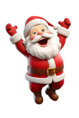 Fototapeta premium 3D cartoon character Santa Claus Marry Christmas happy smile dancing have fun, isolated on a white and transparent background PNG
