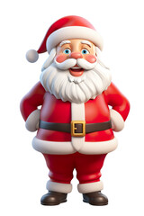 Obraz premium 3D cartoon character Santa Claus Marry Christmas happy smile dancing have fun, isolated on a white and transparent background PNG