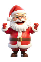3D cartoon character Santa Claus Marry Christmas happy smile dancing have fun, isolated on a white and transparent background PNG