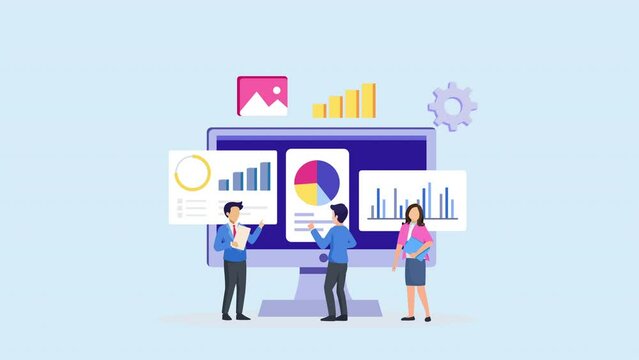 4k animation clip Data analysis. statistical for business finance investment concept on monitor graph dashboard