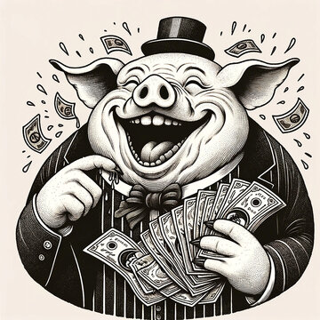 Capitalist pig loves money