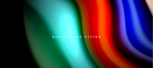 Rainbow color wave lines on black. Techno or business abstract background for posters, covers, banners, brochures, websites