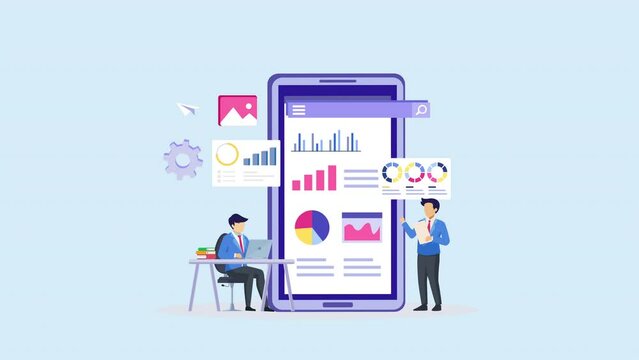 4k animation clip Data analysis. statistical for business finance investment concept on monitor graph dashboard