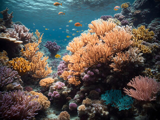 Underwater symphony of coral reefs and marine life