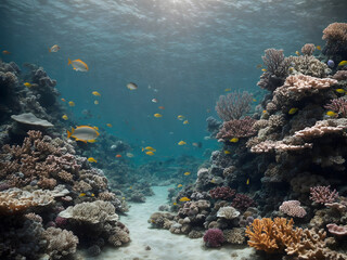 Underwater symphony of coral reefs and marine life