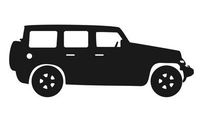 Black moving car icon isolated on white background. Suitable for all businesses.