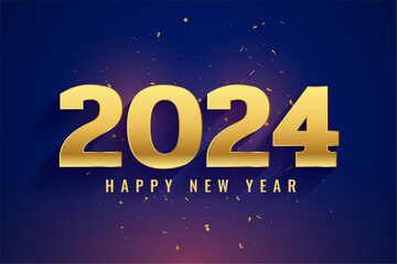 happy new year 2024 winter festival background with golden confetti
