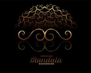 lovely golden mandala decoration on black background