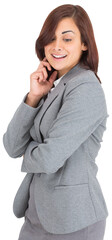 Digital png photo of happy biracial businesswoman on transparent background