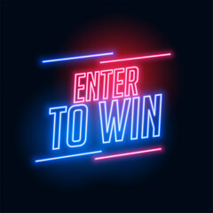 red and blue enter to win template in glowing neon style