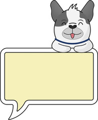 Digital png illustration of speech bubble with dog on transparent background