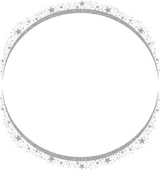 white silver Circle Frame with Sparkle Glitter stars 5