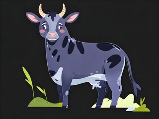Obraz premium black cow and cartoon illustration