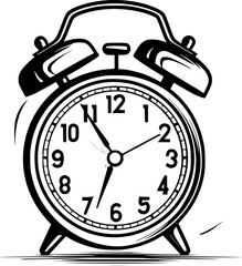 Hand-drawn 90s Retro Alarm Clock Outline Icon