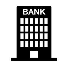 Bank building silhouette icon. Financial building. Vector.