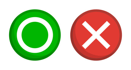 Circle and cross icon set. Correct and incorrect icons. Vectors.