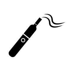 Electronic cigarette and smoke silhouette icon. Vape pen and smoke silhouette icon. Vector.