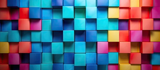 Fotobehang Multi colored repetition shapes in square boxes can serve as backgrounds in various printing projects © 2rogan