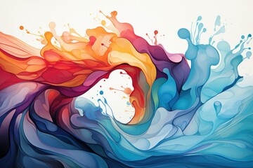 Abstract colorful ink background. Ink swirling in water. Artistic illustration.