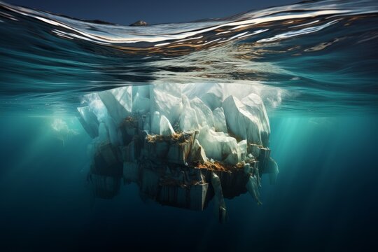 Iceberg floating in the ocean. Conceptual image of global warming