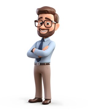  businessman arms crossed 3d cartoon on a white background. 