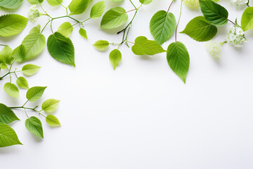green leaves on white background