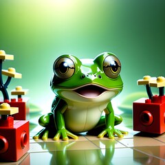 Block World's Big-Eyed Tree Frog: A Whimsical Adventure_generative ai