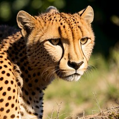 AI generated illustration of a resting cheetah lounging in its natural environment