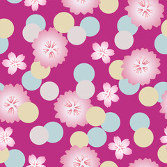 Japanese Cute Blossom Vector Seamless Pattern