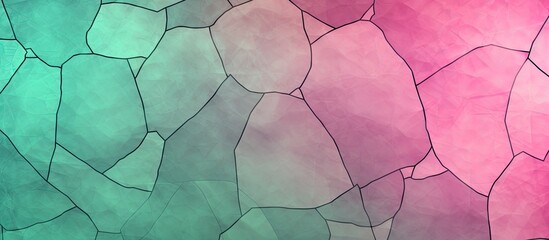 The abstract design features a crackled glass texture pattern illuminated by soft lighting against a backdrop of green and pink