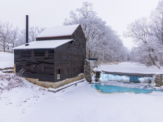 Pine Creek Grist Mill, In Winter, Muscatine County, Iowa