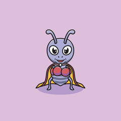 Cute ant is a boxer cartoon illustration