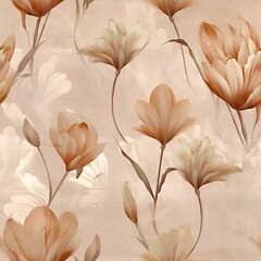 AI generated illustration of a painting featuring a vibrant array of brown and white flowers