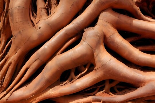 artistic macro photo of tree roots