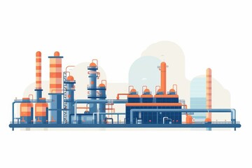 AI generated illustration of a large industrial warehouse with multiple pipes running along building