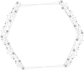 white silver Hexagonal Frame with Sparkle Glitter Stars 8