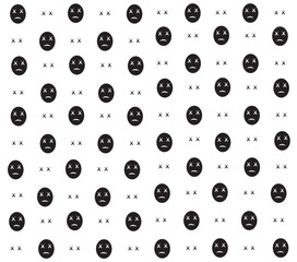 Sad emoji pattern on a white background with the text 