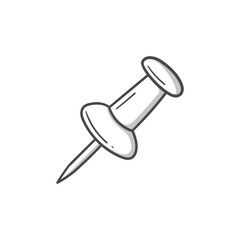 Set of doodles with a stationery pin. Hand drawn vector illustration. Navigation button. Paper fixing needles