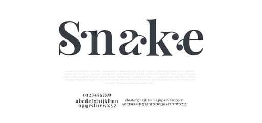 SNAKE Modern abstract digital alphabet font. Minimal technology typography, Creative urban sport fashion futuristic font and with numbers. vector illustration - obrazy, fototapety, plakaty