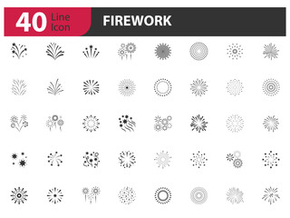 set of firework icons, chinese new year, happy new year - obrazy, fototapety, plakaty